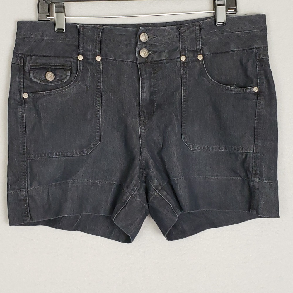 Dakota Blue Women's Size 12 Dark Denim Jean Shorts Flap Pockets Stretch Cotton